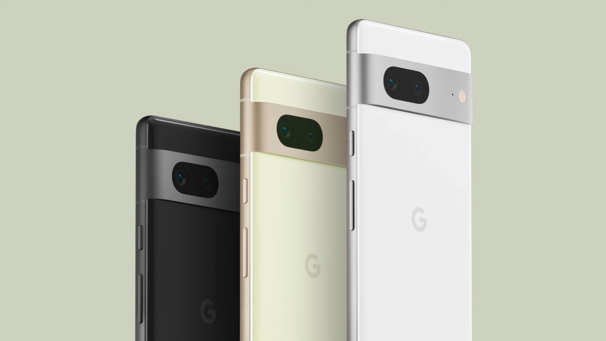 Pixel 7 series with pea-green background